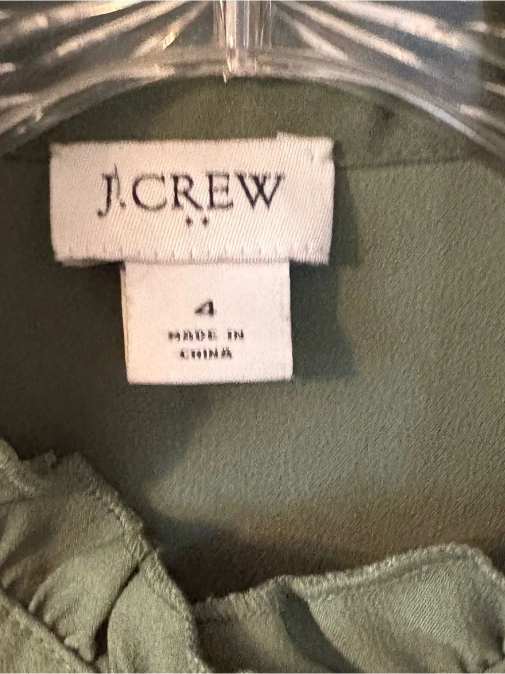 J. Crew Green Sleeveless Ruffle-Front Camisole